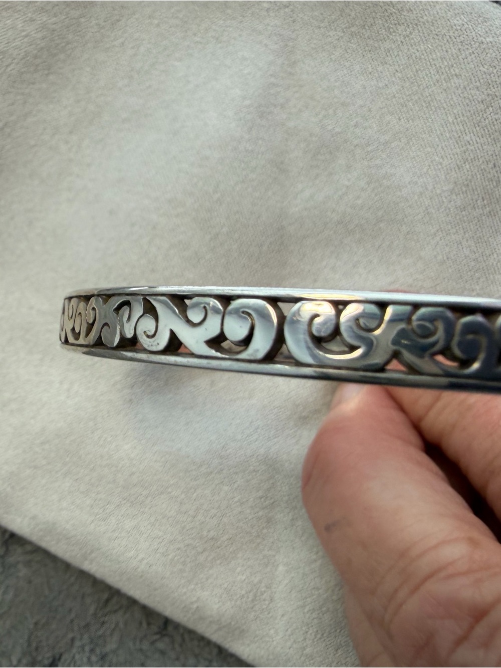 Brighton Silver-Tone Scroll Cutout Bangle Bracelet